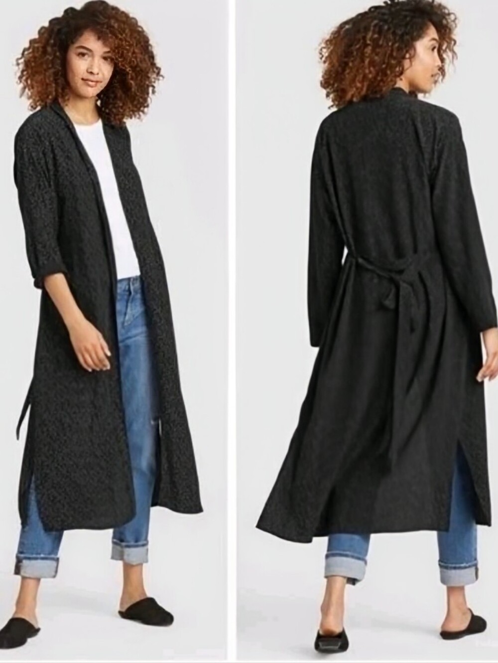 Eileen Fisher $348 Morse Code Kimono Duster Women PS "The Future Is Female" Boho
